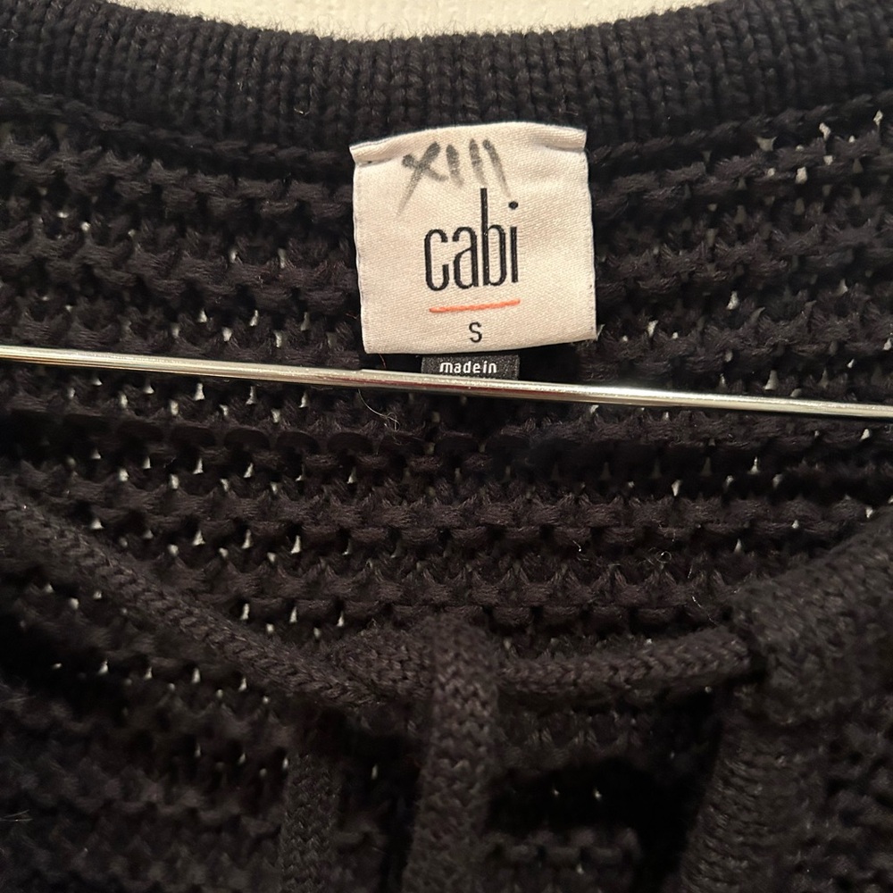 Cabi  Black Beachcomber Open-Knit Women’s Sweater with Tie Neck - Picture 4 of 5